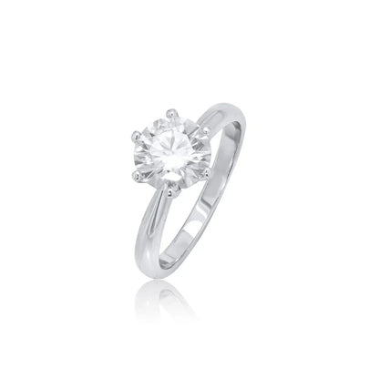 925 Sterling Silver Rhodium Plated Moissanite Classic Solitaire 9.5mm Engagement Ring