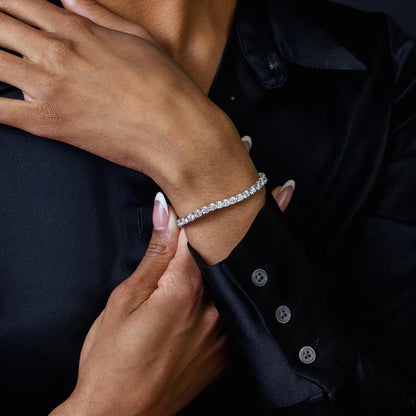 925 Sterling Silver Rhodium Plated Moissanite Stone 4mm Tennis Bracelet