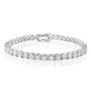 Lab Grown Diamond 925 Sterling Silver Rhodium Plated Round 3mm Tennis Bracelet