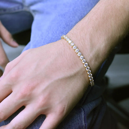 925 Sterling Silver Gold Plated Moissanite Stone 5mm Tennis Bracelet