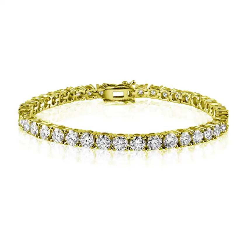 925 Sterling Silver Gold Plated Moissanite Stone 5mm Tennis Bracelet