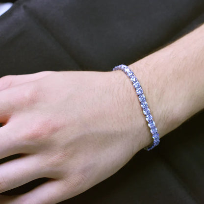 925 Sterling Silver Rhodium Plated Moissanite Stone 5mm Tennis Bracelet