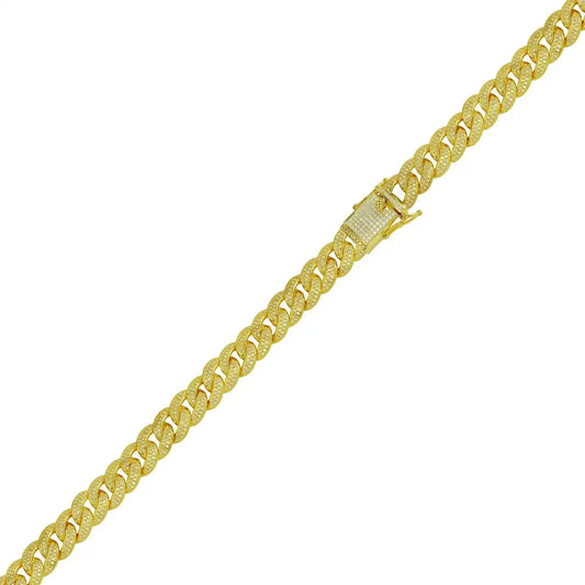 925 Sterling Silver Gold Plated Moissanite Curb 9.5mm Bracelet