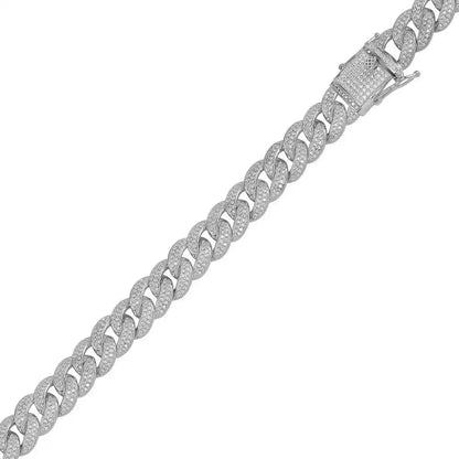 925 Sterling Silver Rhodium Plated Moissanite Miami Cuban 11.7mm Bracelet