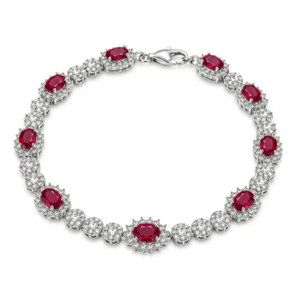 925 Sterling Silver Rhodium Plated Moissanite Halo Tennis Bracelet