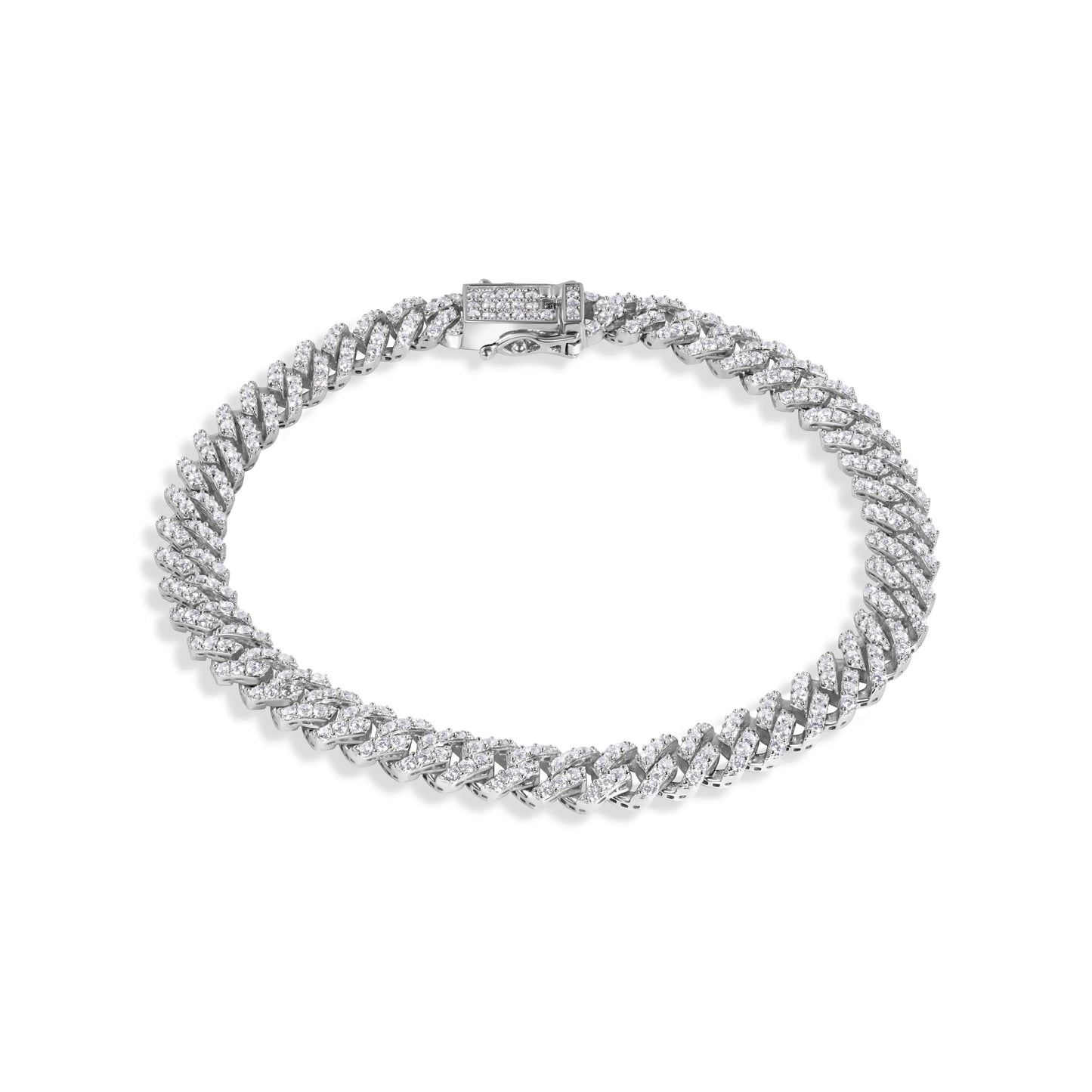 925 Sterling Silver Rhodium Plated Monaco Moissanite Stone 5mm Bracelet