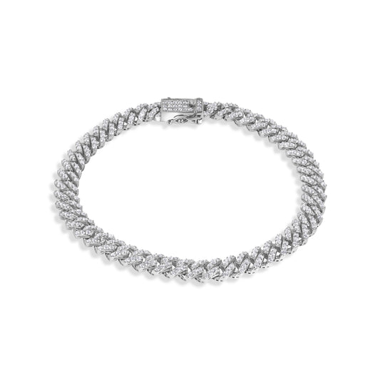 925 Sterling Silver Rhodium Plated Monaco Moissanite Stone 5mm Bracelet