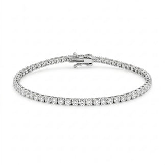 925 Sterling Silver Rhodium Plated Moissanite Stone 2.5 mm Tennis Bracelet
