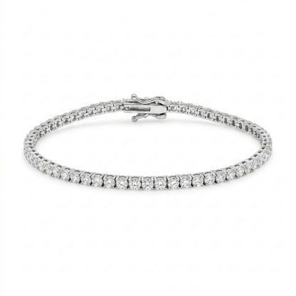 925 Sterling Silver Rhodium Plated Moissanite Stone 2.5 mm Tennis Bracelet
