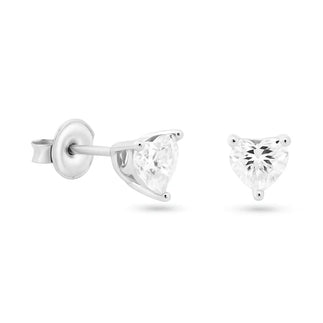 925 Sterling Silver Sterling Rhodium Plated Moissanite Stone Heart Earring