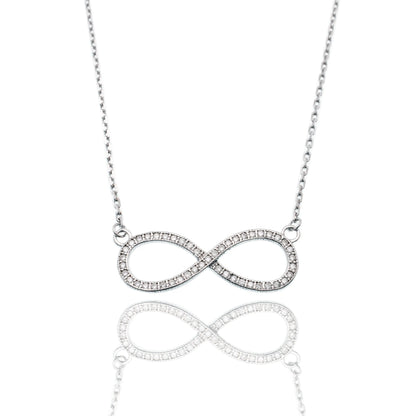 925 Sterling Silver Rhodium Plated Infinity Moissanite Stone Adjustable Necklace