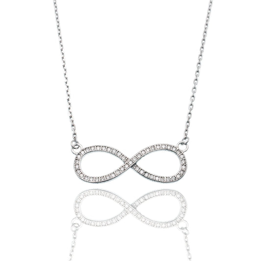 925 Sterling Silver Rhodium Plated Infinity Moissanite Stone Adjustable Necklace
