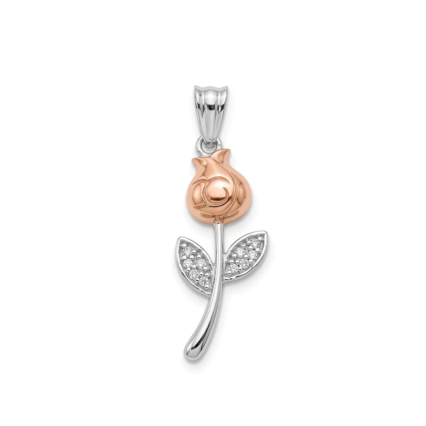 925 Sterling Silver Two-Tone Plated Moissanite Rose Pendant