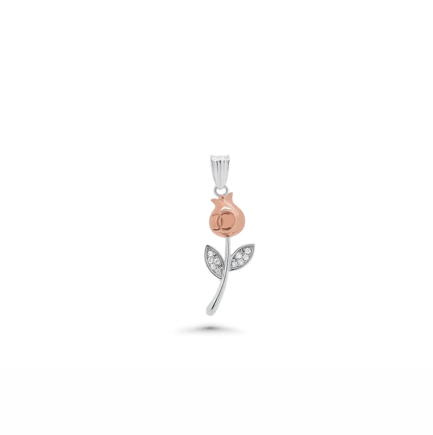 925 Sterling Silver Two-Tone Plated Moissanite Rose Pendant