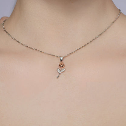 925 Sterling Silver Two-Tone Plated Moissanite Rose Pendant