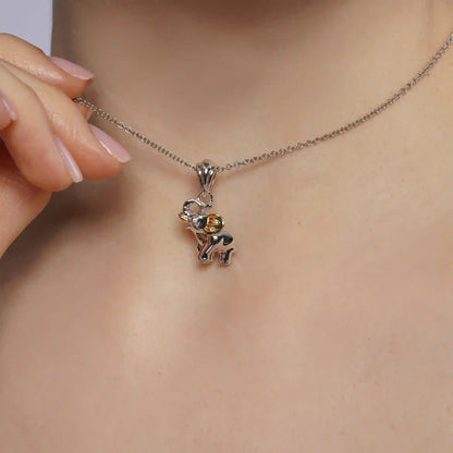 925 Sterling Silver Two-Tone Plated Moissanite Baby Elephant Pendant