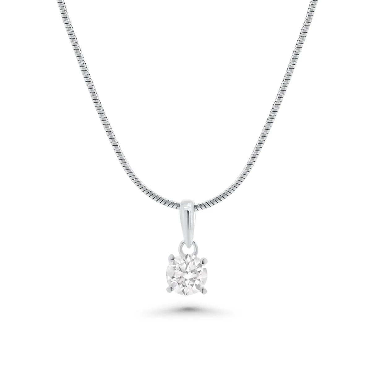 925 Sterling Silver Rhodium Plated Moissanite Stone Four Prong Pendant