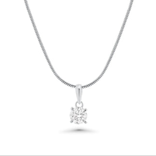925 Sterling Silver Rhodium Plated Moissanite Stone Four Prong Pendant