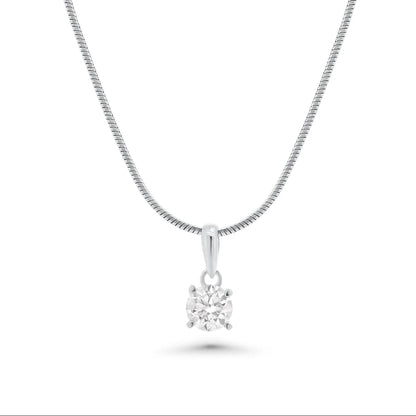 925 Sterling Silver Rhodium Plated Moissanite Stone Four Prong Pendant