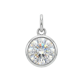 925 Sterling Silver Rhodium Plated Moissanite Stone Bezel-Set Round Solitaire Pendant
