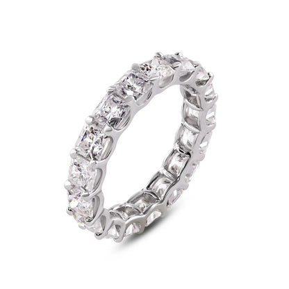 925 Sterling Silver Rhodium Plated Moissanite 3.8mm Eternity Band Ring