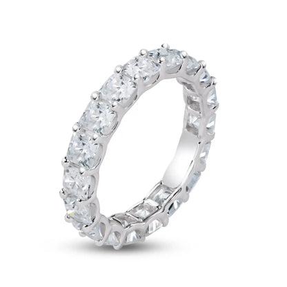 925 Sterling Silver Rhodium Plated Moissanite 3.8mm Eternity Band Ring