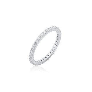 925 Sterling Silver Rhodium Plated Moissanite 1.5mm Eternity Ring