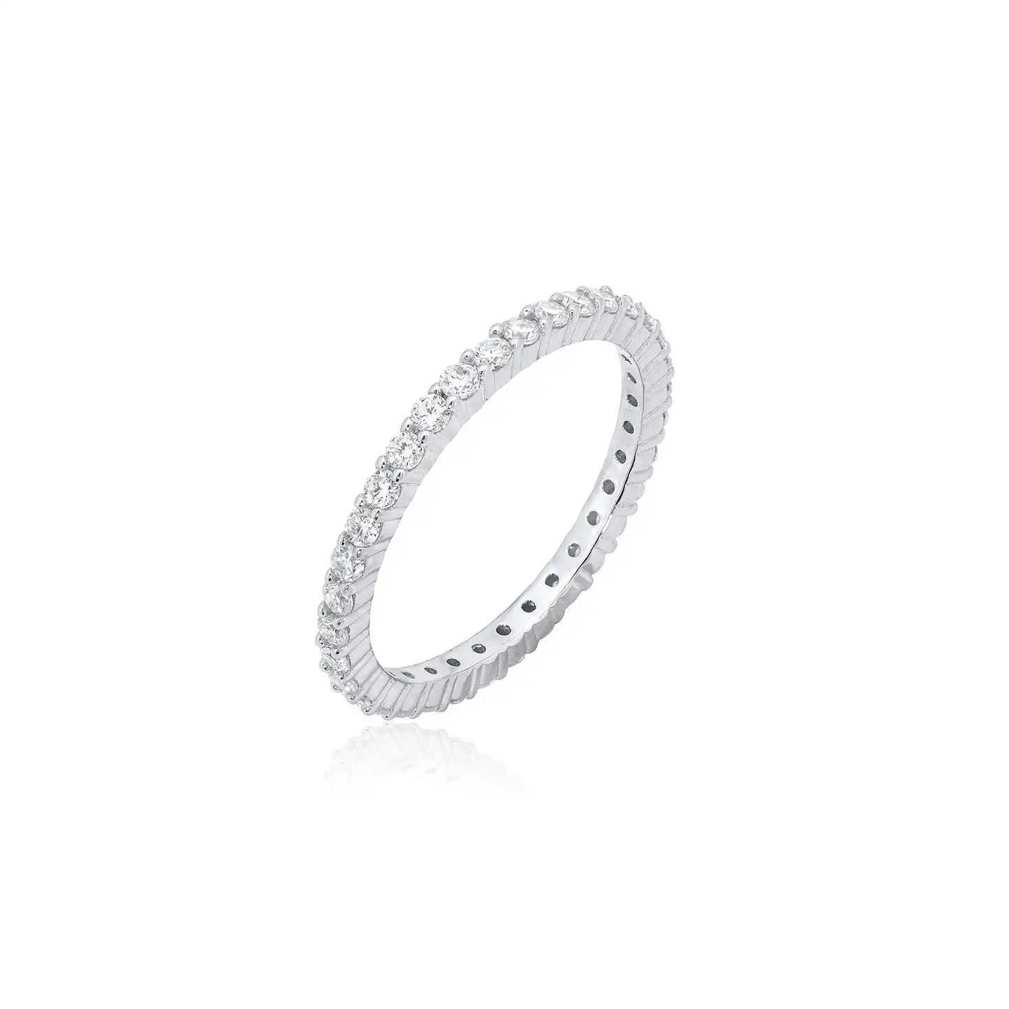 925 Sterling Silver Rhodium Plated Moissanite 2.5mm Eternity Ring