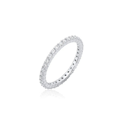 925 Sterling Silver Rhodium Plated Moissanite 2.5mm Eternity Ring