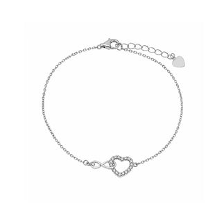 925 Sterling Silver Rhodium Plated Moissanite Open Heart Infinity Bracelet