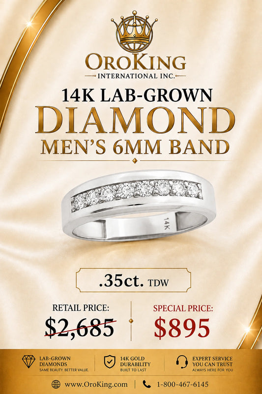 Men's 14K White Gold Lab-Grown Diamond 6mm Band 0.35ct. TDW