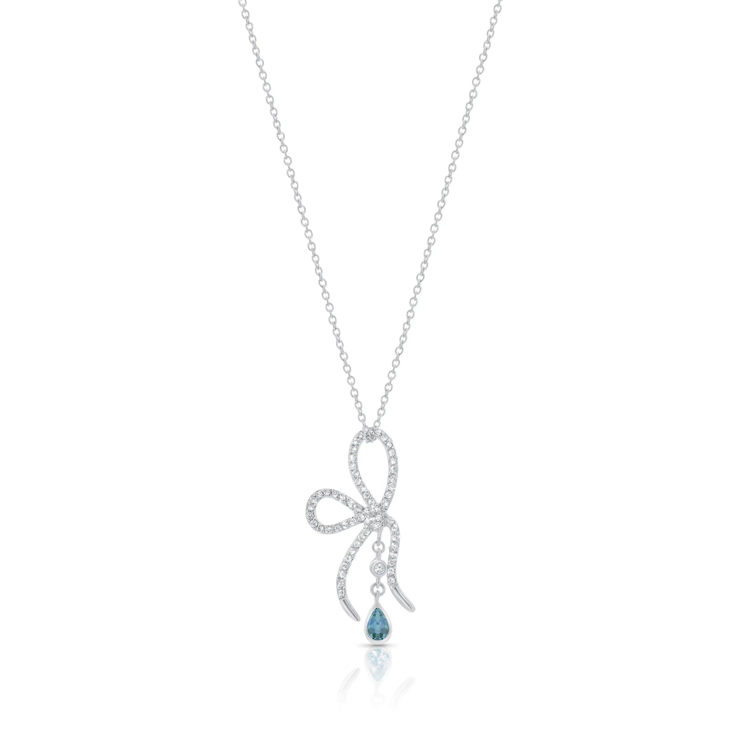 925 Sterling Silver Rhodium Plated Color Bow Necklace