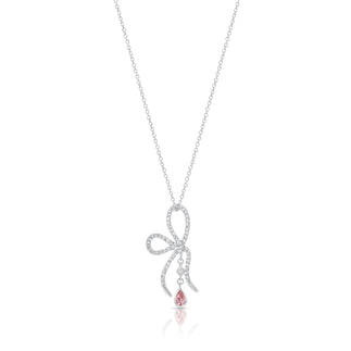 925 Sterling Silver Rhodium Plated Color Bow Necklace