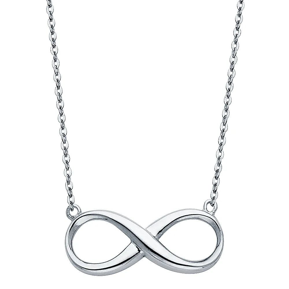14K White Gold Infinity Pendant on Cable Chain size 17" + 1"