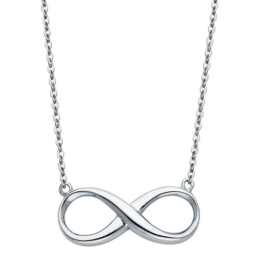 14K White Gold Infinity Pendant on Cable Chain size 17" + 1"