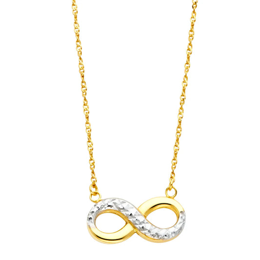 14K Two-Tone Gold Infinity Pendant on Cable Chain size 17" + 1"