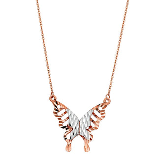 14K Two-Tone Gold Butterfly Design Necklace 17