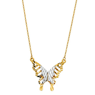 14K Two-Tone Gold Butterfly Design Necklace 17
