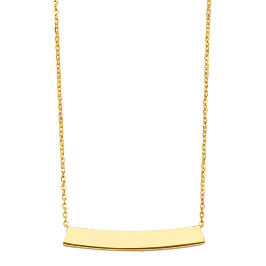 14K Yellow Gold Curved ID Plate Necklace Soze 17.5"