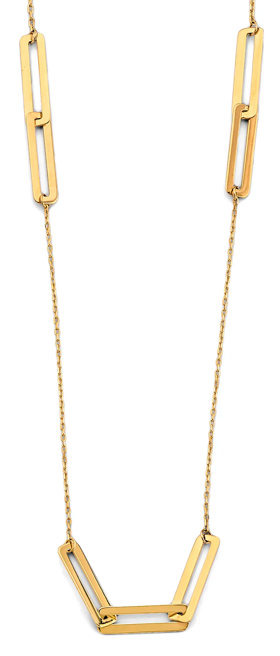 14K Yellow Gold Paperclip Link Necklace 17" + 1" Extender