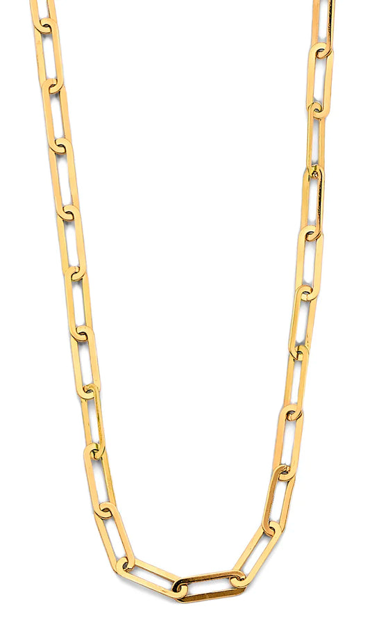 14K Yellow Gold Paperclip Link Necklace Size 18"