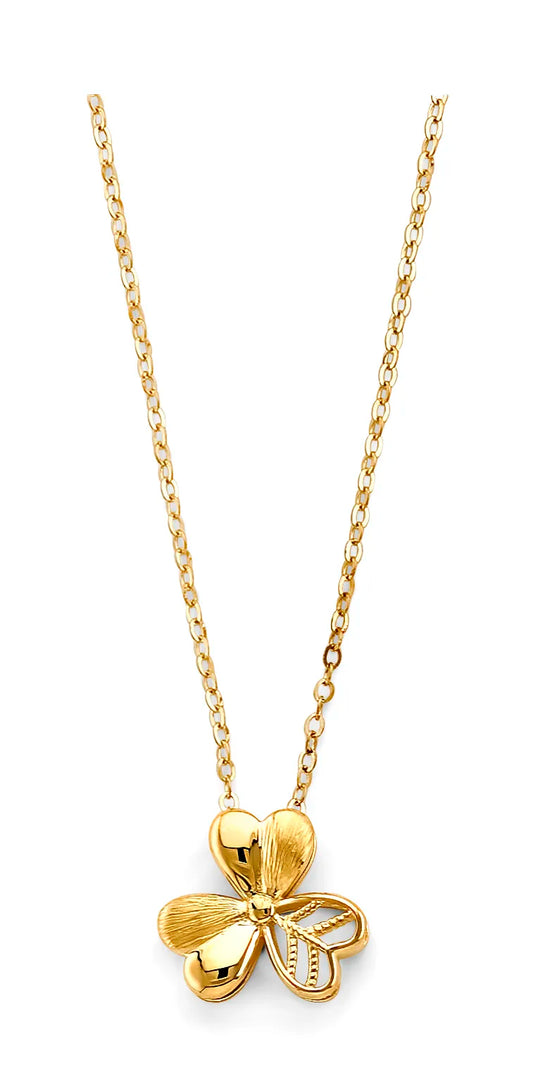 14K Yellow Gold Butterfly Design Necklace 17"+1" Extender
