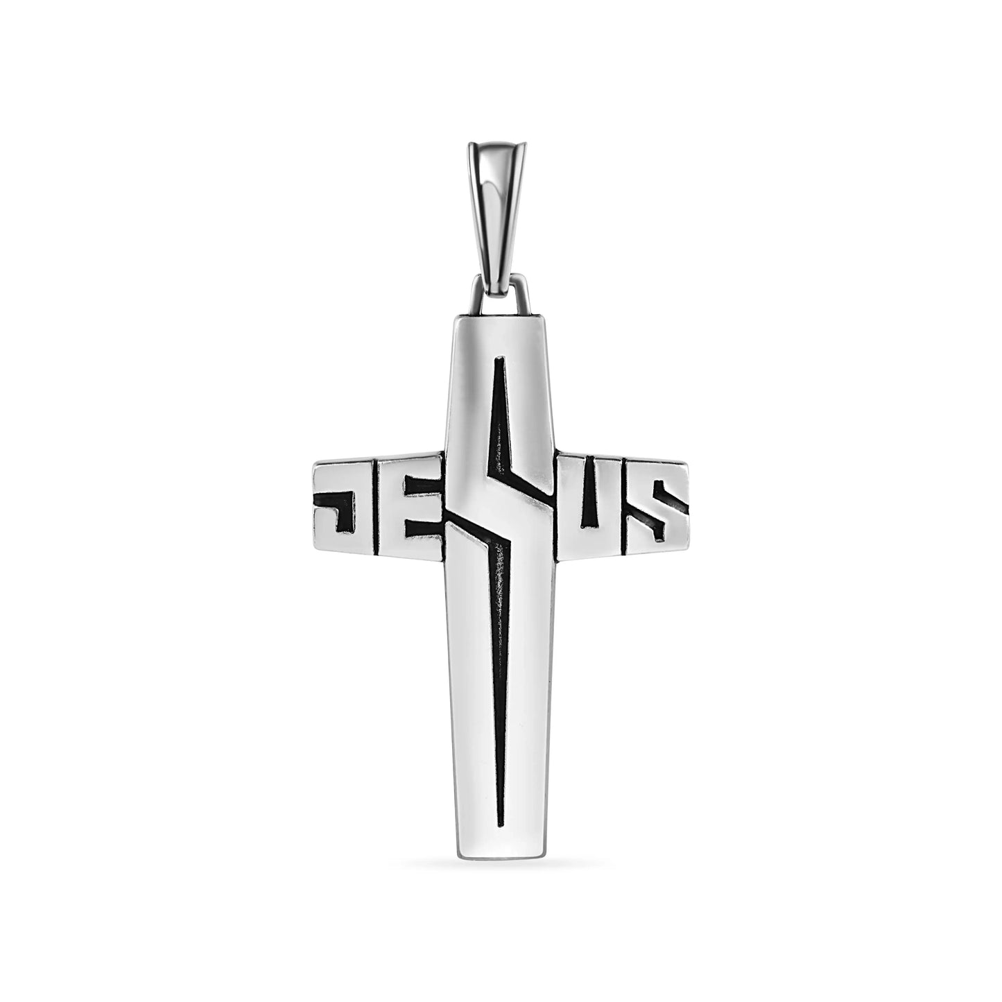 925 Sterling Silver Oxidized Jesus Cross Pendant