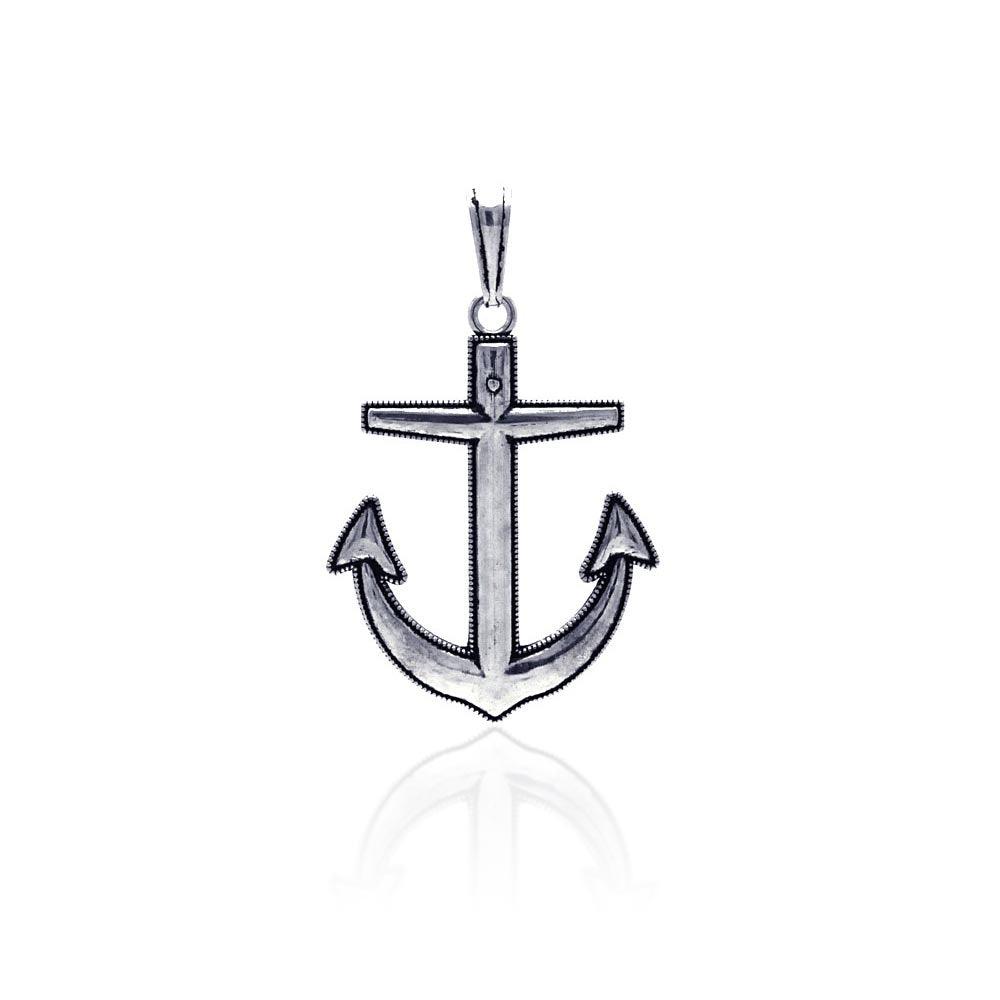 925 Sterling Silver Oxidized Anchor Pendant
