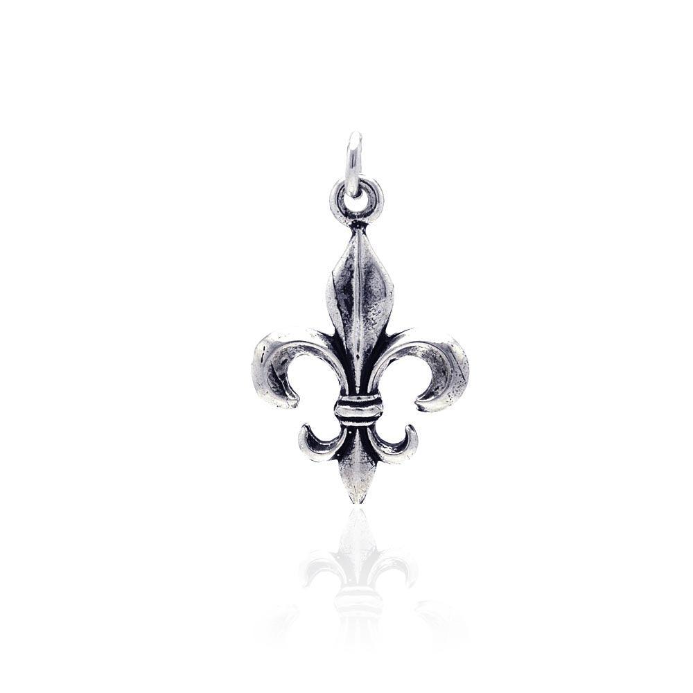 925 Sterling Silver Oxidized Fleur De Lis Pendant