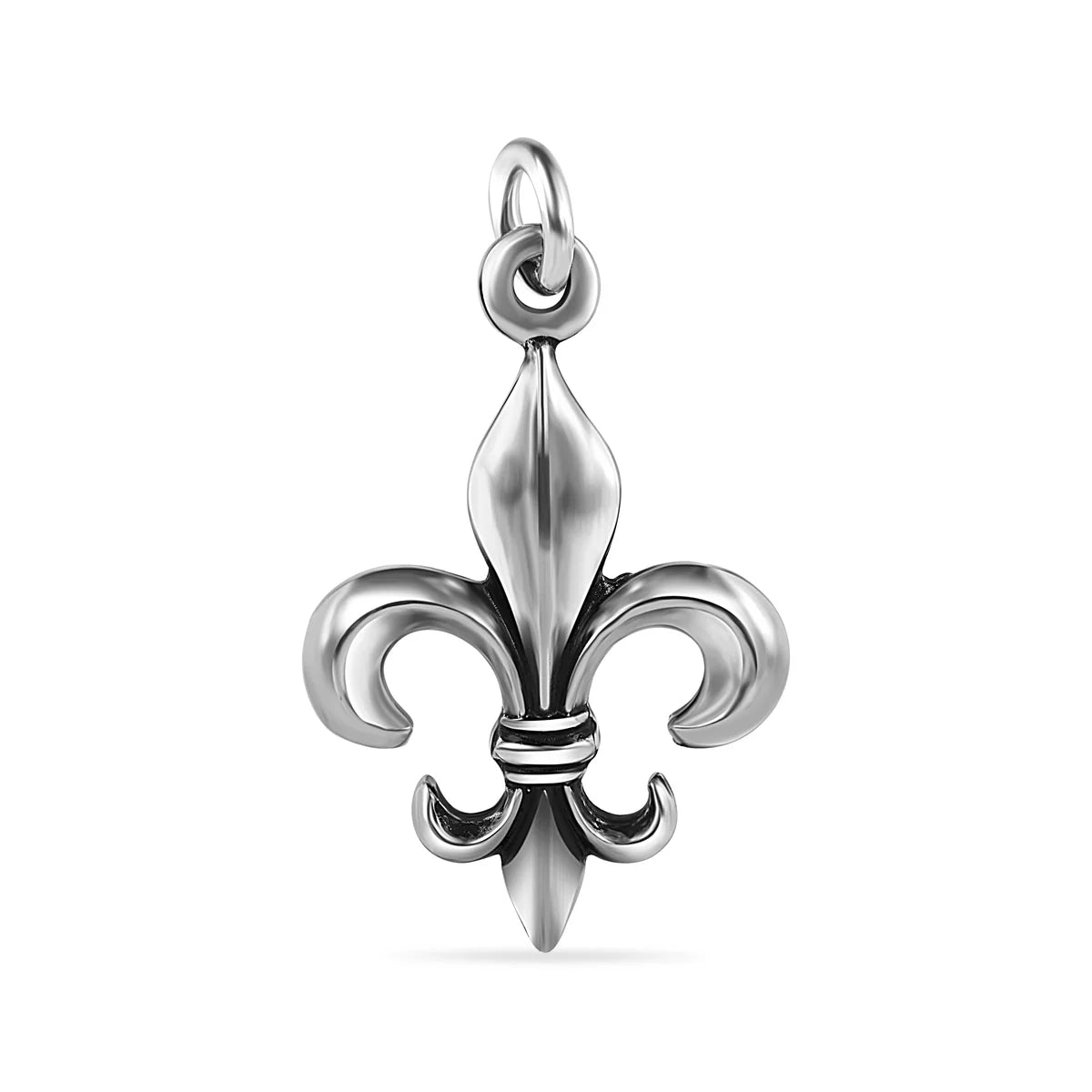925 Sterling Silver Oxidized Fleur De Lis Pendant