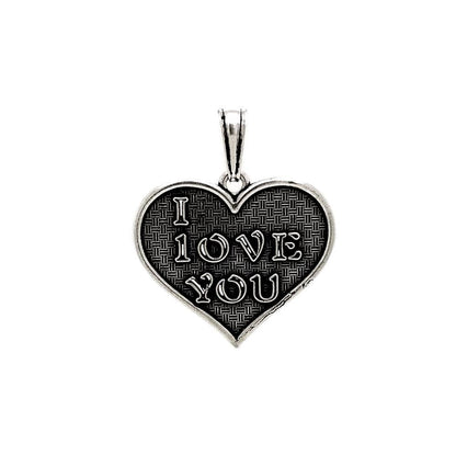925 Sterling Silver Oxidized I LOVE YOU Heart Pendant