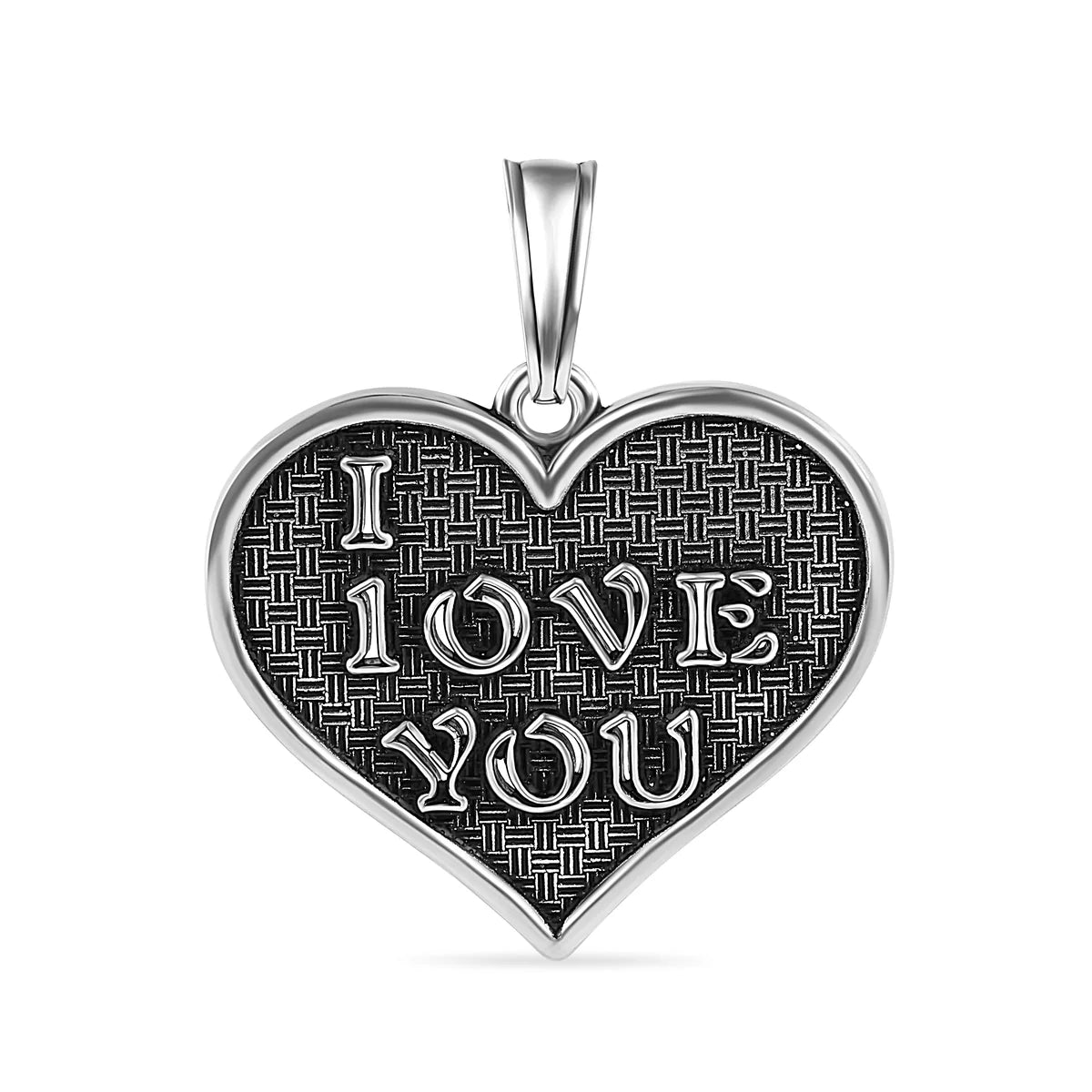 925 Sterling Silver Oxidized I LOVE YOU Heart Pendant
