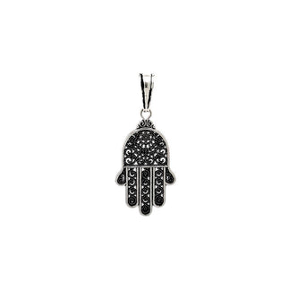925 Sterling Silver Oxidized Hamsa Hand Charm Pendant