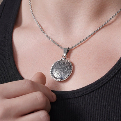 925 Sterling Silver Oxidized Diamond Cut Puffed Aztec Mayan Calendar Double Sided Pendant